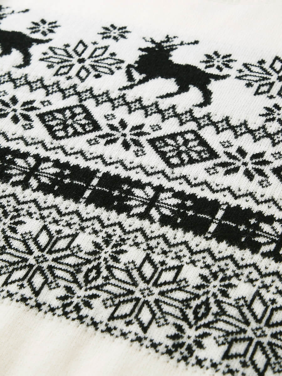 COMOBOCA 100% Cashmere Women's Nordic Reindeer Knit Sweater