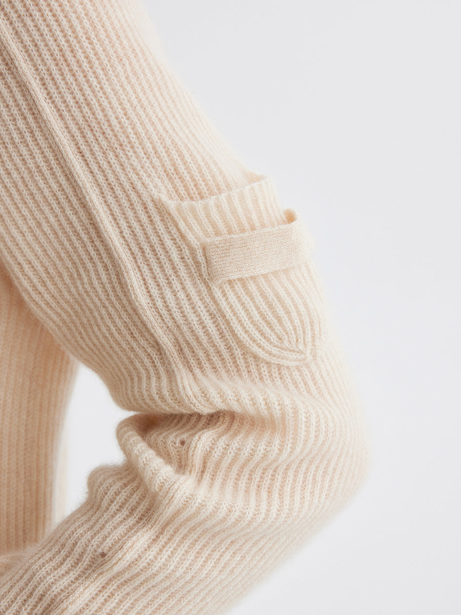 COMOBOCA 100% Cashmere Women's Ribbed Round Neck Sweater