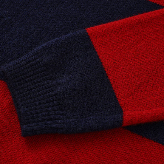 COMOBOCA 100% Wool Kids' Striped Henley Sweater