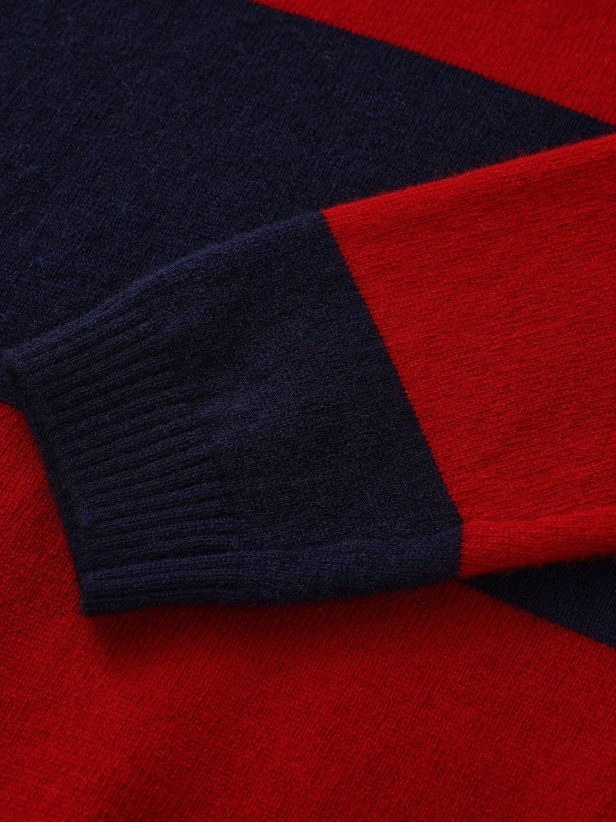 COMOBOCA 100% Wool Kids' Striped Henley Sweater