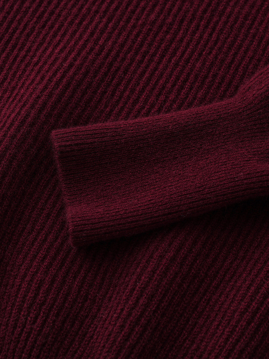 COMOBOCA 100% Cashmere Women's Ribbed Knit Hoodie