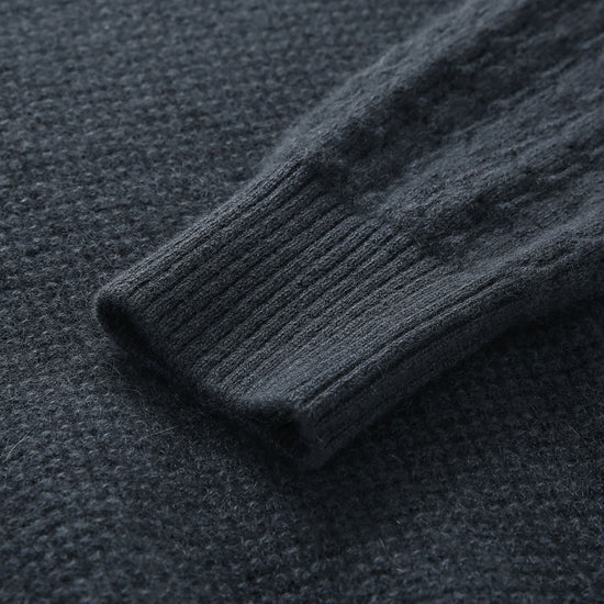 COMOBOCA 100% Cashmere Women's Ribbed Knit Hoodie