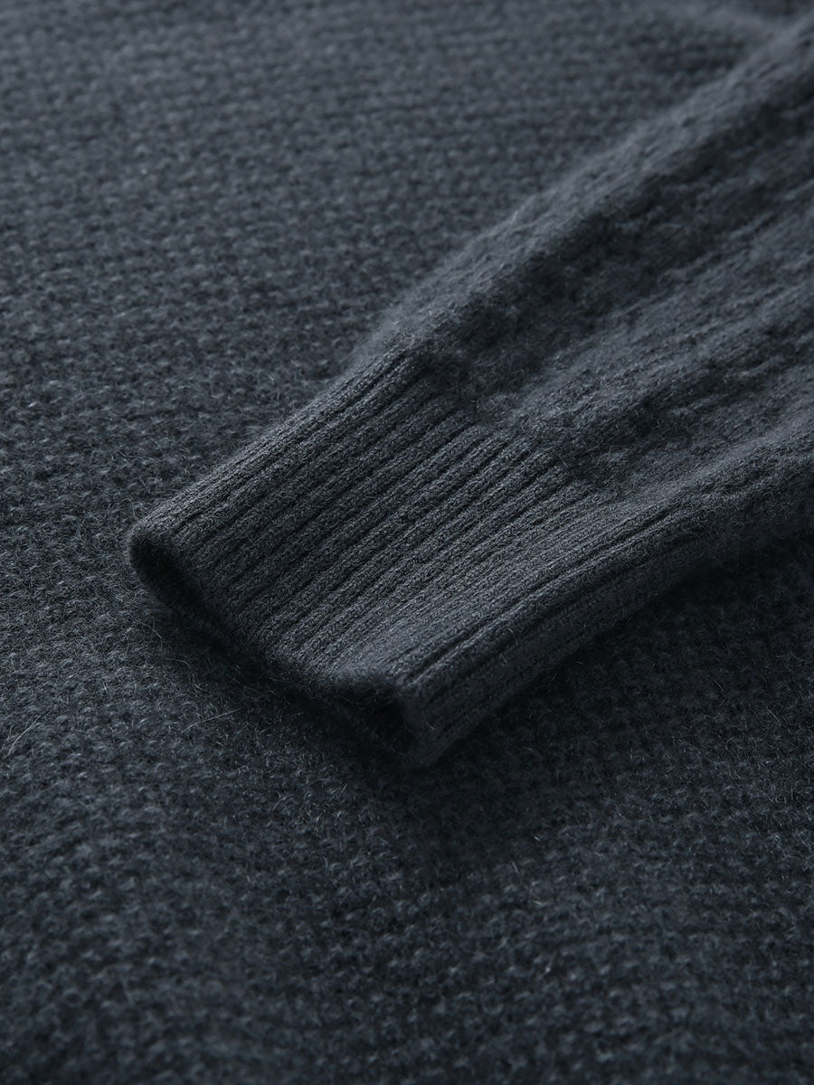 COMOBOCA 100% Cashmere Women's Ribbed Knit Hoodie