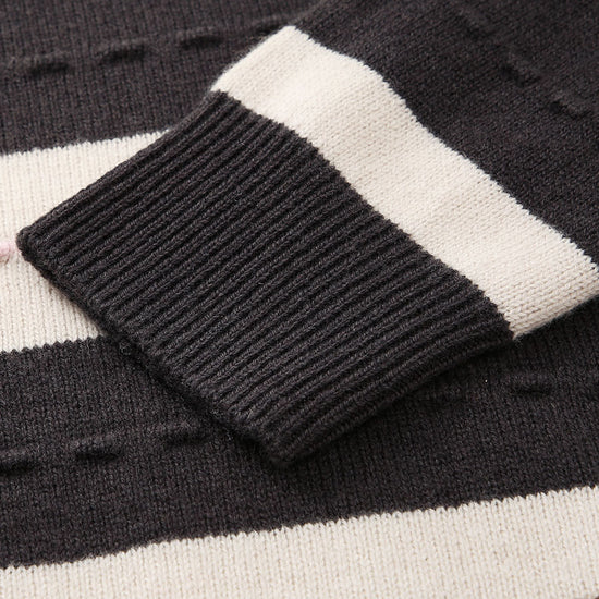 COMOBOCA 100% Wool Women's Cozy Striped Knit Sweater