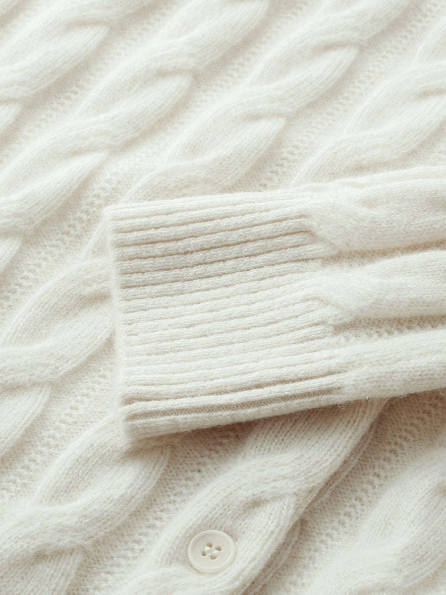 COMOBOCA 100% Cashmere Women's Cable Knit Cardigan