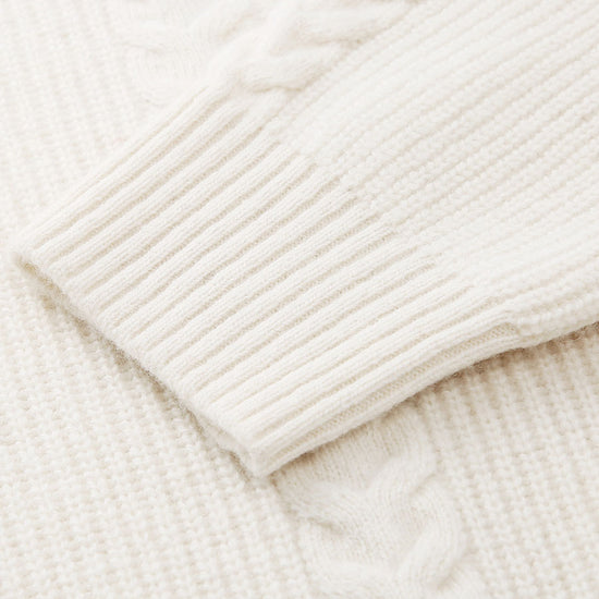 COMOBOCA 100% Wool Women's Cardigan Cable Knit Hoodie