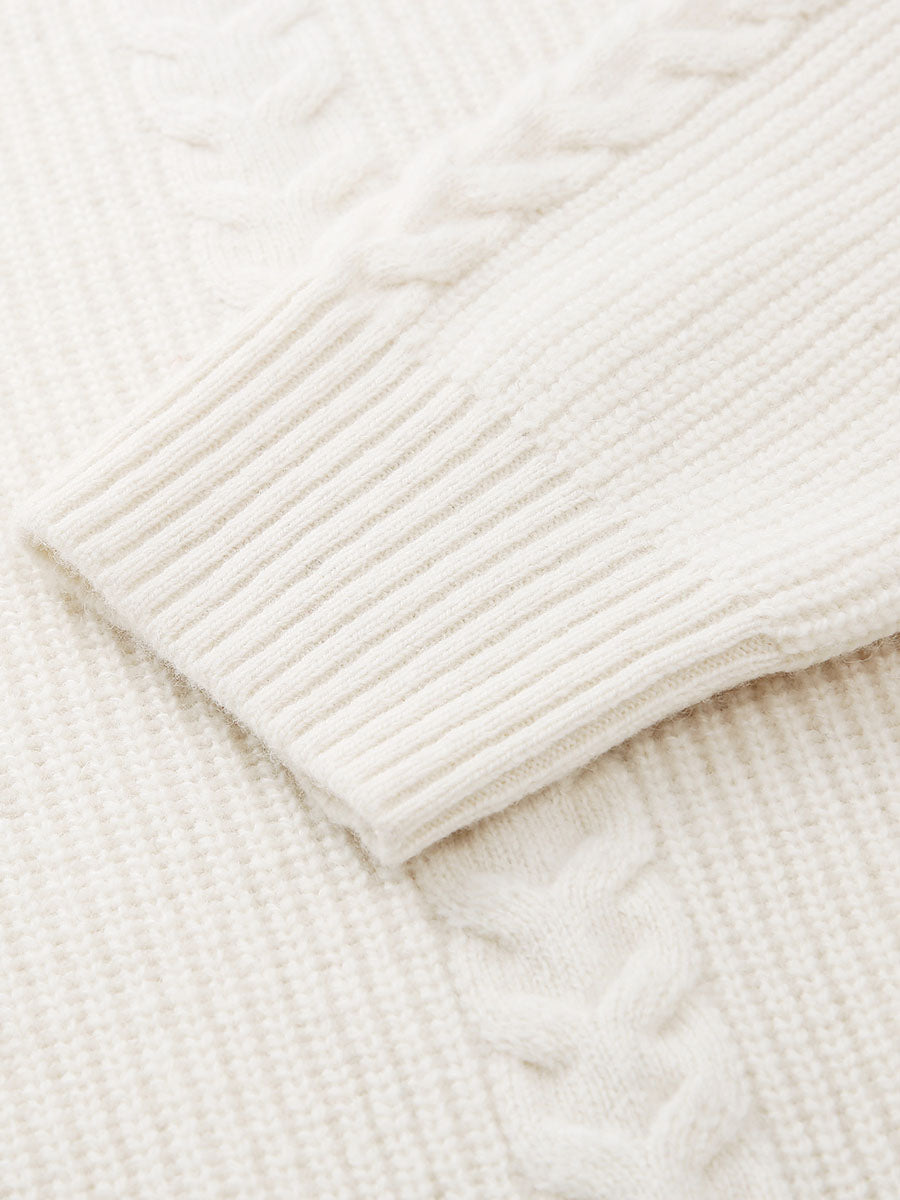 COMOBOCA 100% Wool Women's Cardigan Cable Knit Hoodie