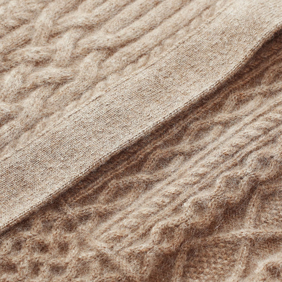 COMOBOCA 100% Cashmere Women's Cable Knit Mock Neck Zip Up Cardigan