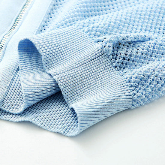 COMOBOCA Women's Ribbed Mesh Zip-Up Hoodie