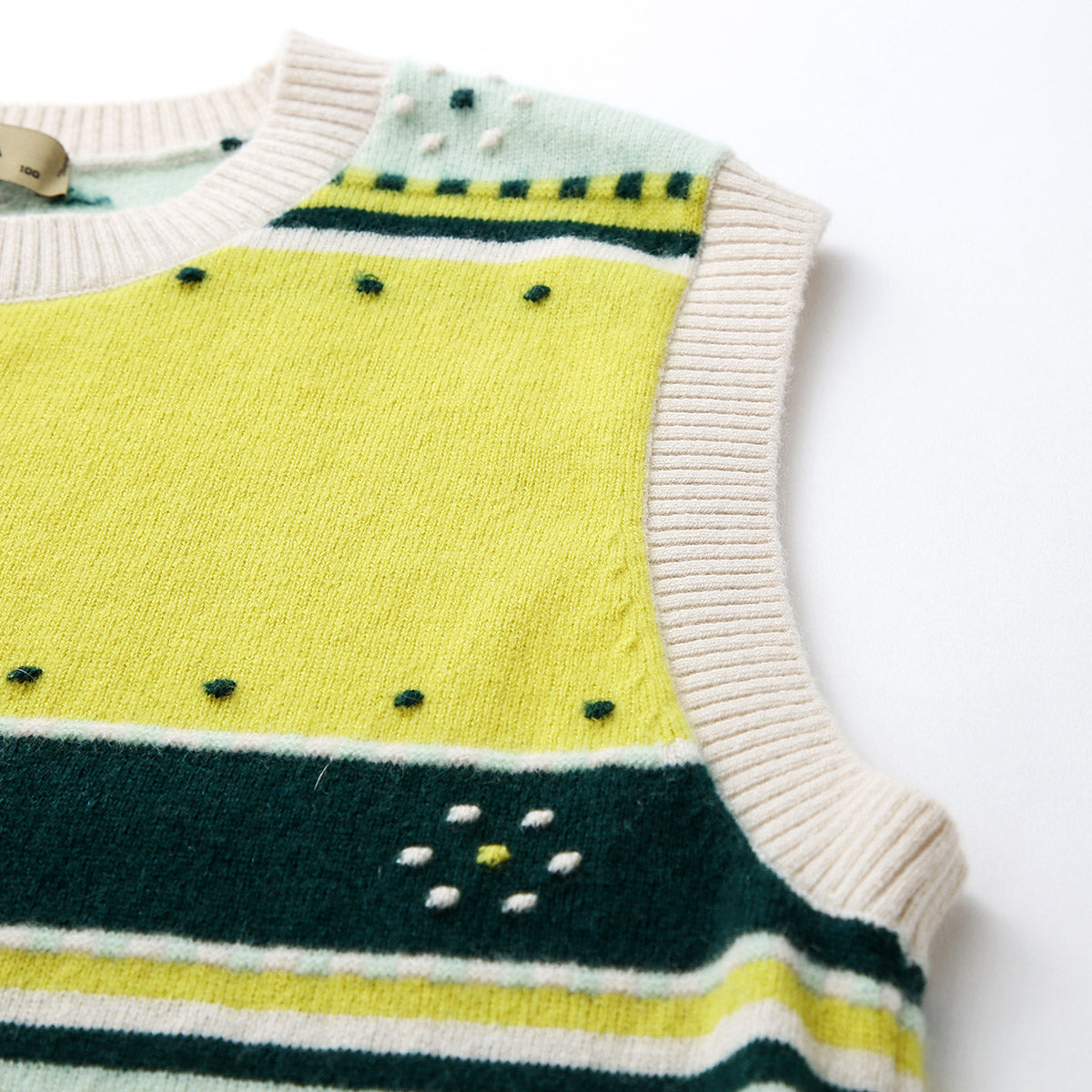 COMOBOCA 100% Cashmere Colorful Geometric Knit Vest