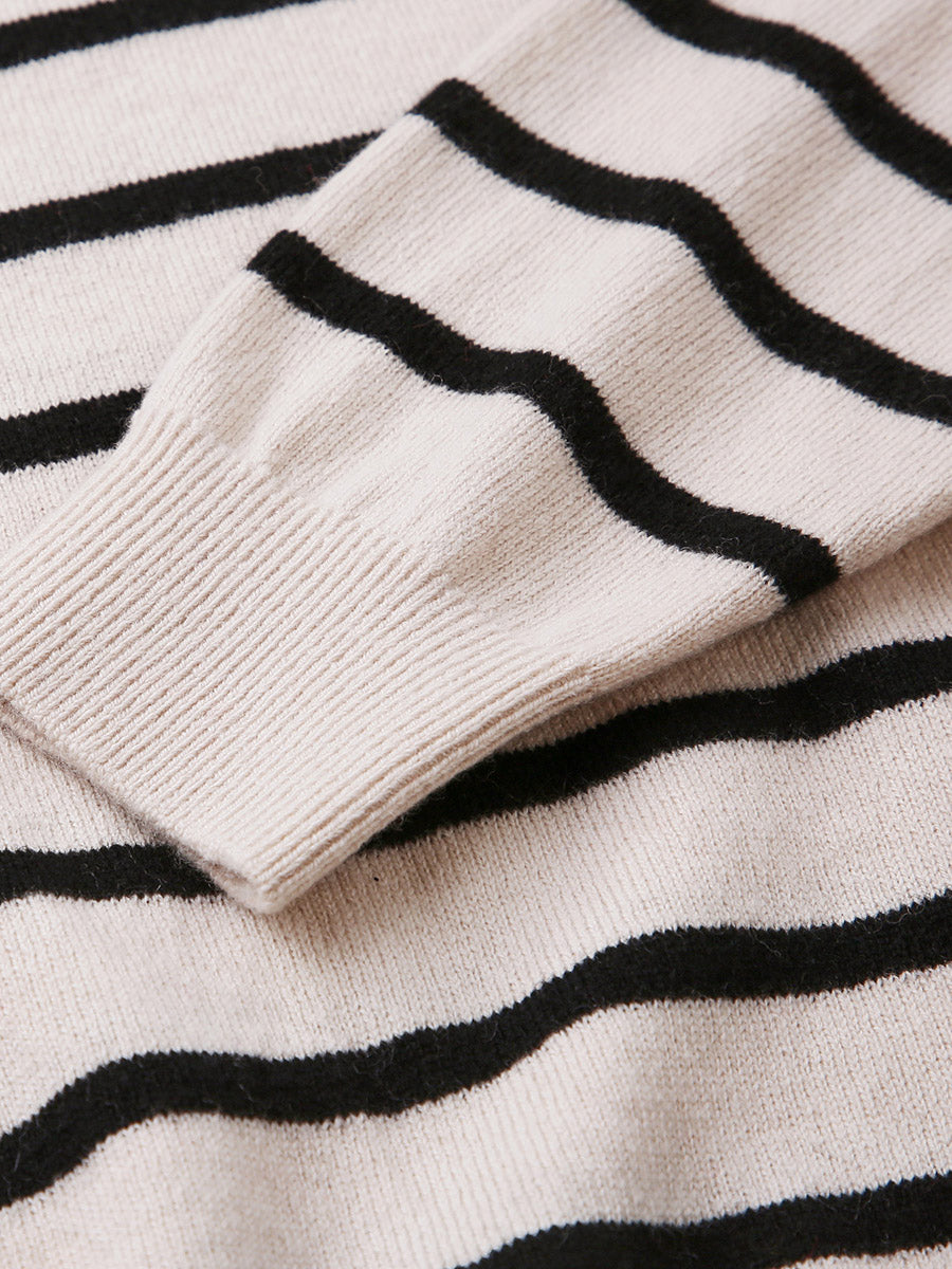 COMOBOCA 100% Wool Kids' Striped Collar Sweater