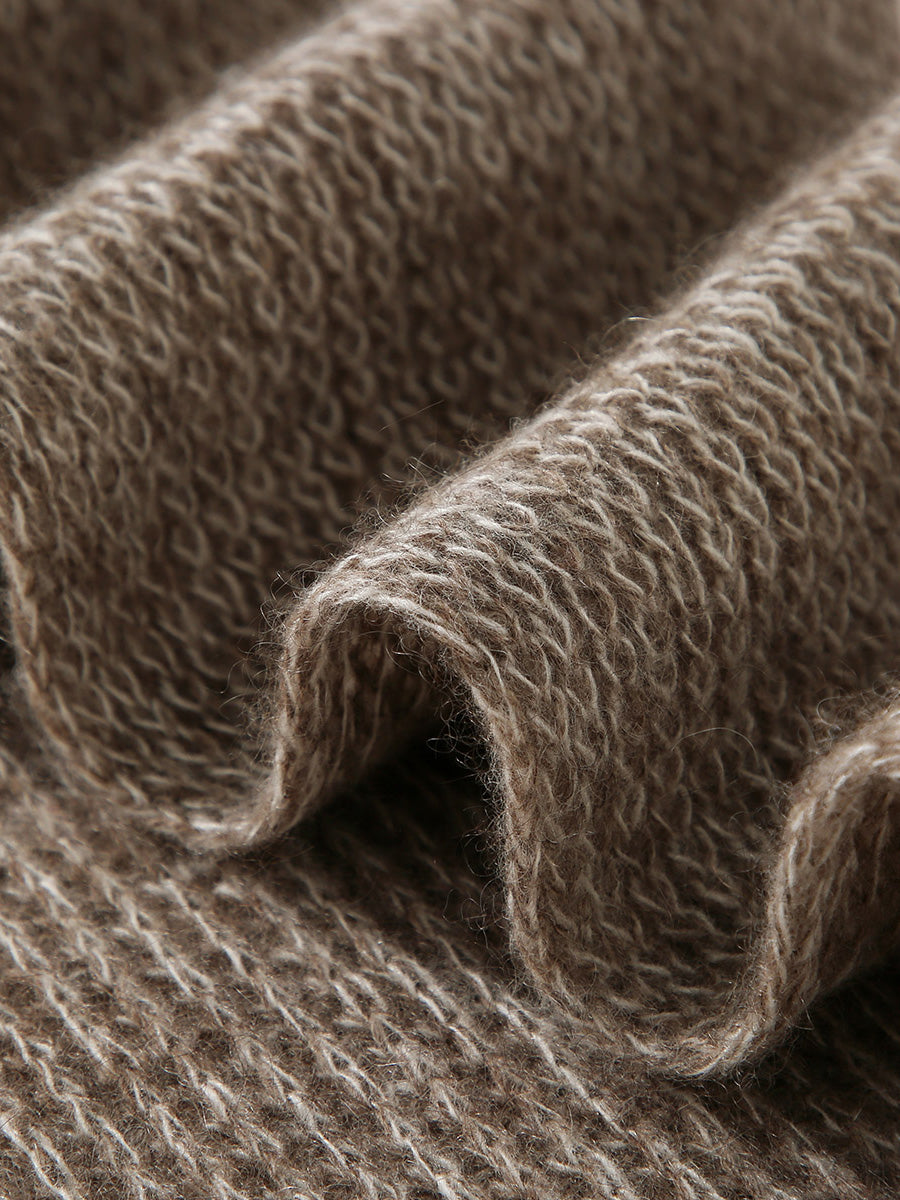 COMOBOCA 100% Cashmere Chunky Knit Color Block Scarf