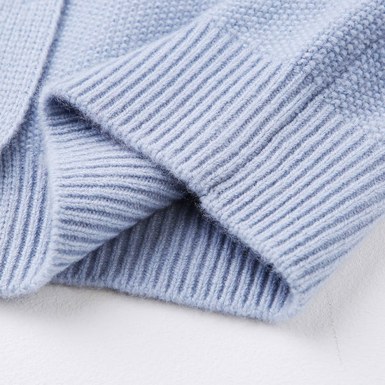 COMOBOCA 100% Wool Kids' Round Neck Heart Button Cardigan