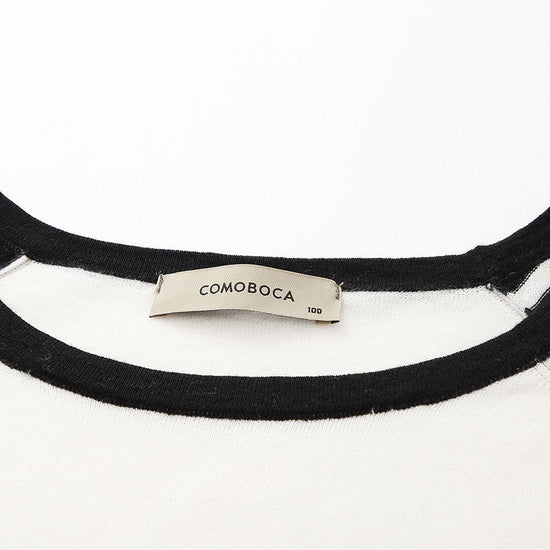 COMOBOCA 100% Wool Women's Striped Sleeve Contrast Knit Worsted Sweater