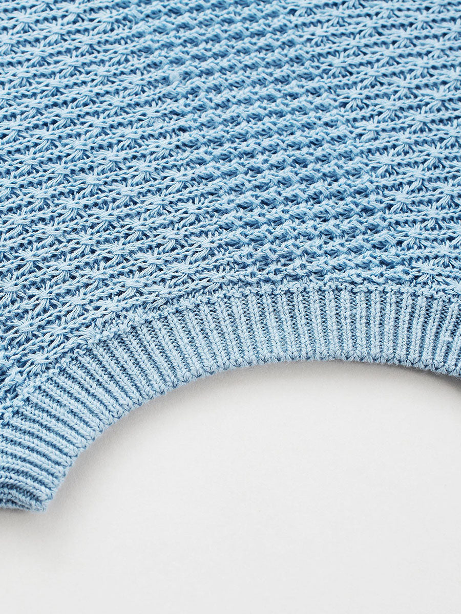 COMOBOCA Women's Tie-Neck Textured Knit Cap Sleeve Top