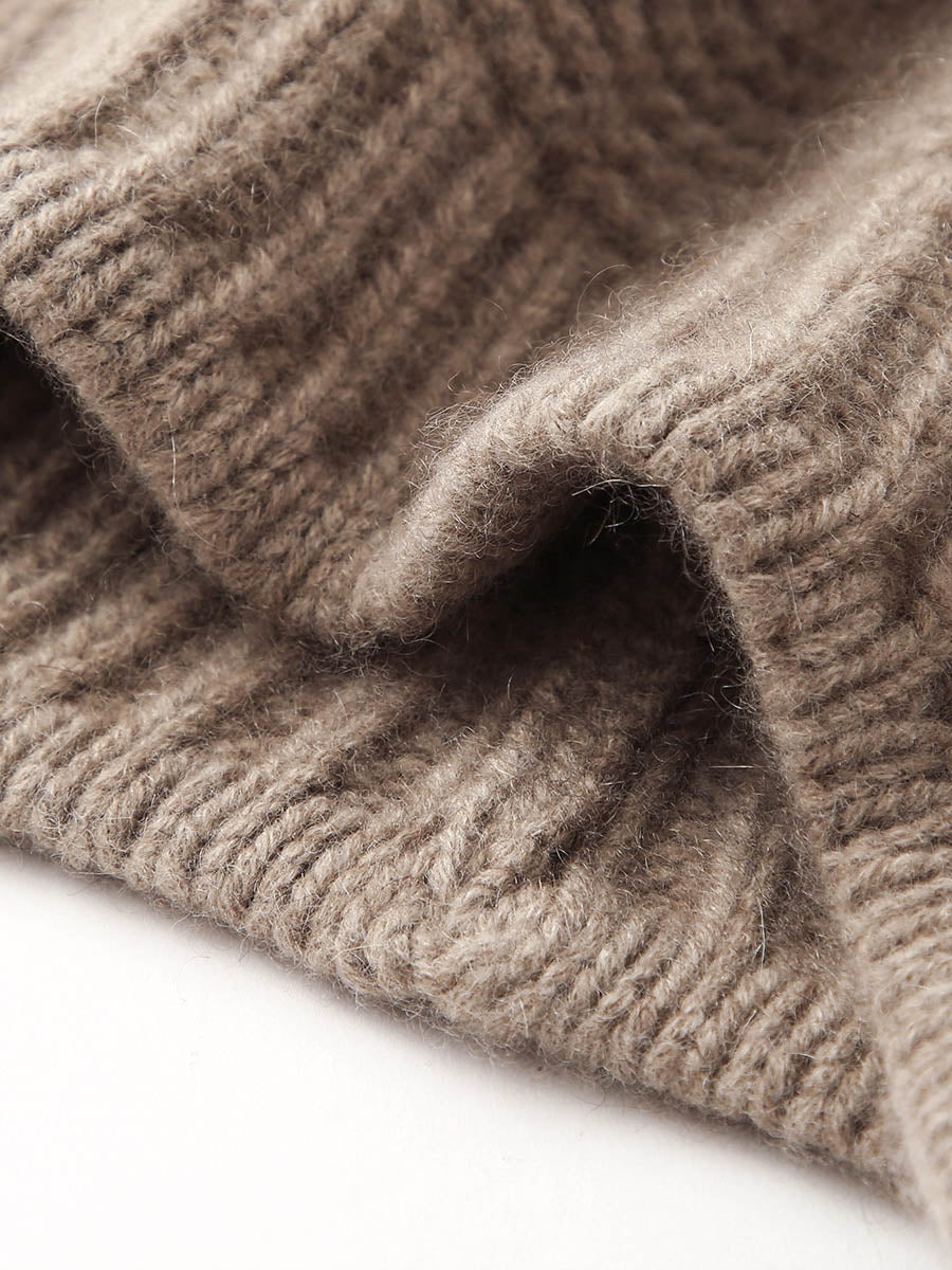 COMOBOCA 100% Cashmere Women's Ear Flap Beanie with Pom-Poms