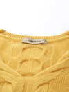 COMOBOCA 100% Cashmere Women's Cable Knit V-Neck Sweater