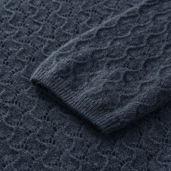 COMOBOCA 100% Cashmere Women's Openwork Round Neck Knit Sweater