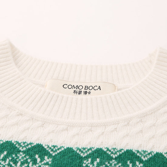 COMOBOCA 100% Wool Kids' Nordic Snowflake Knit Sweater