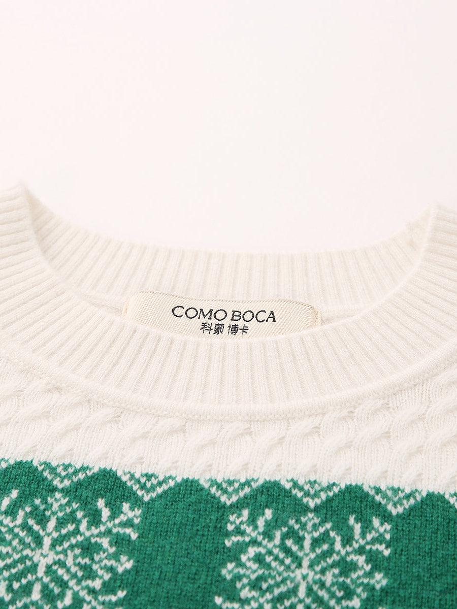 COMOBOCA 100% Wool Kids' Nordic Snowflake Knit Sweater