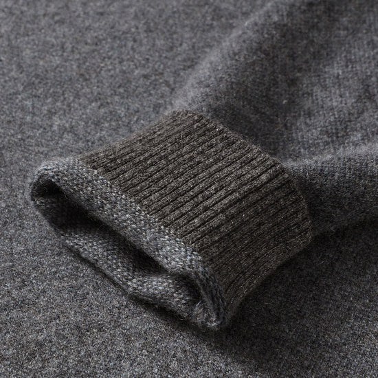 COMOBOCA 100% Cashmere Men's Mock Neck Jacquard Sweater