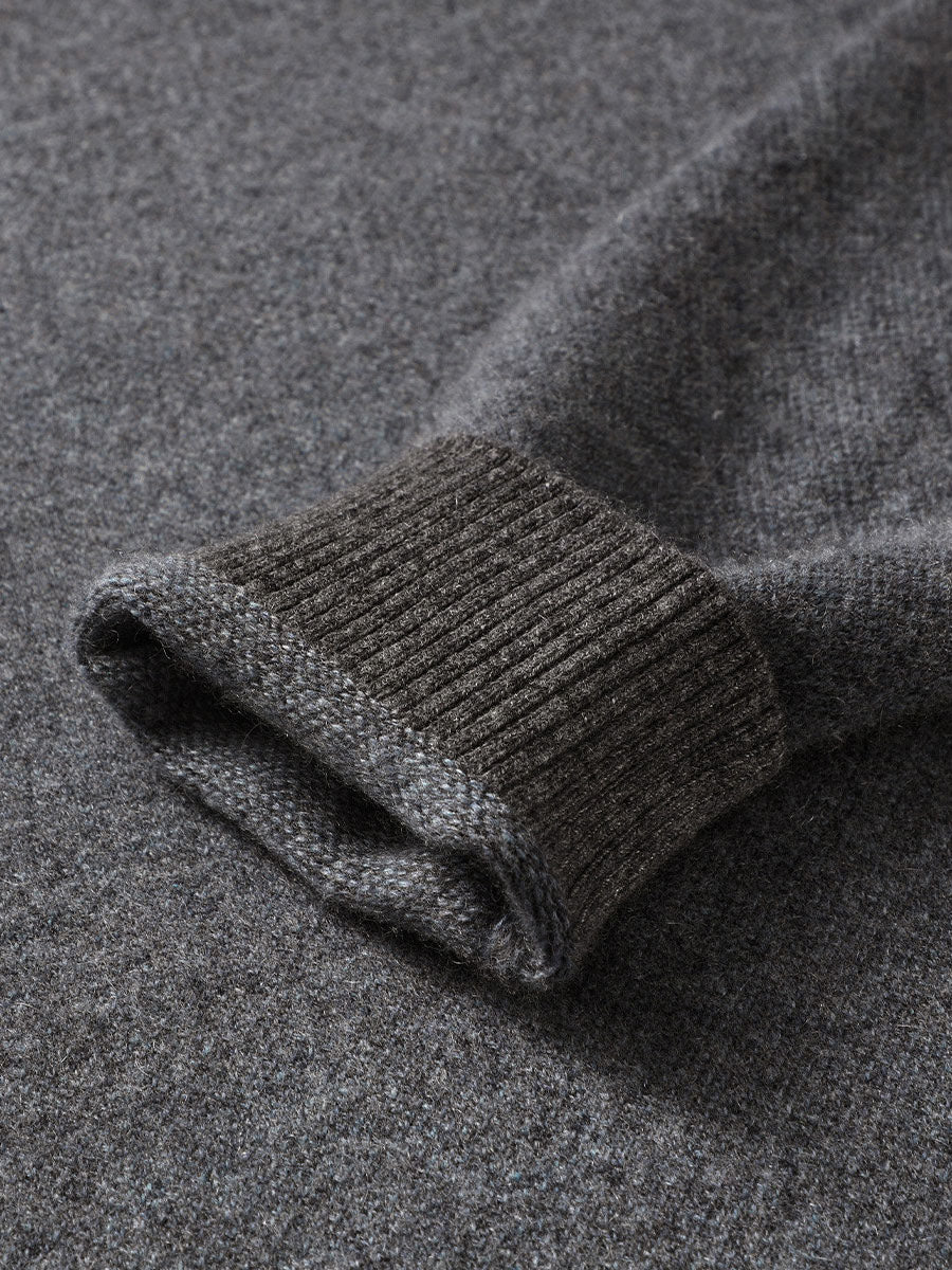 COMOBOCA 100% Cashmere Men's Mock Neck Jacquard Sweater