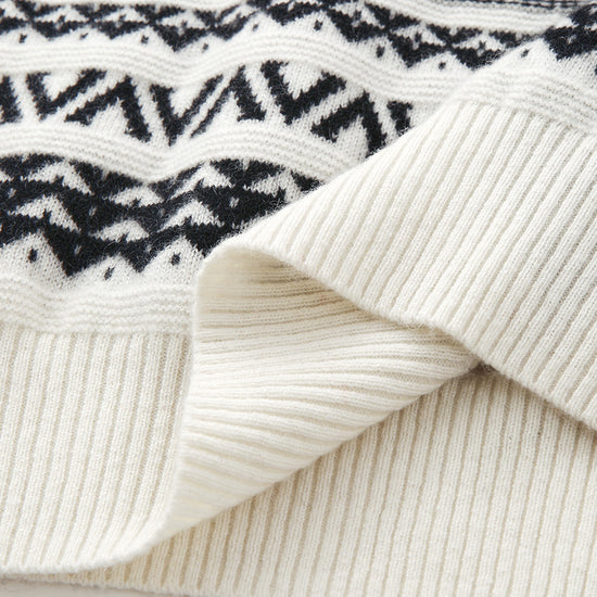 COMOBOCA 100% Cashmere Women's Fair Isle Round Neck Knit Sweater