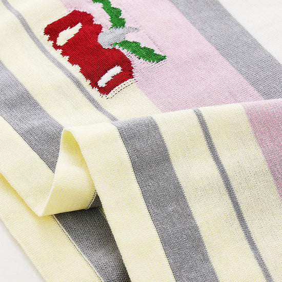 COMOBOCA Women's Farm Scene Striped Knit T-Shirt