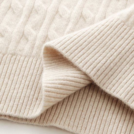 COMOBOCA 100% Cashmere Women's Cable Round Neck Knit Sweater