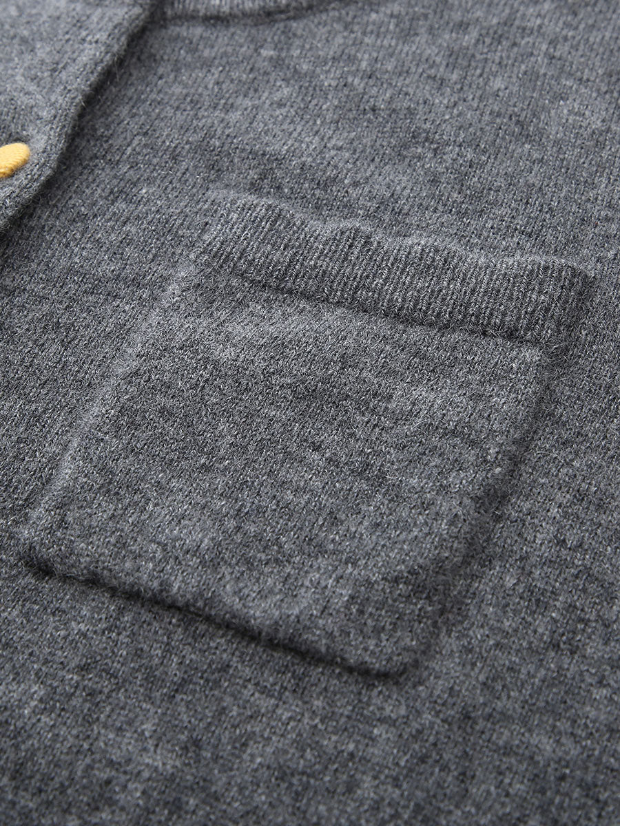 COMOBOCA 100% Cashmere Women's Contrast-Trim Pocket Cardigan