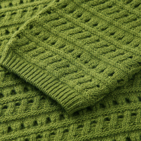 COMOBOCA 100% Wool Women's Soft Knit Lace Sweater