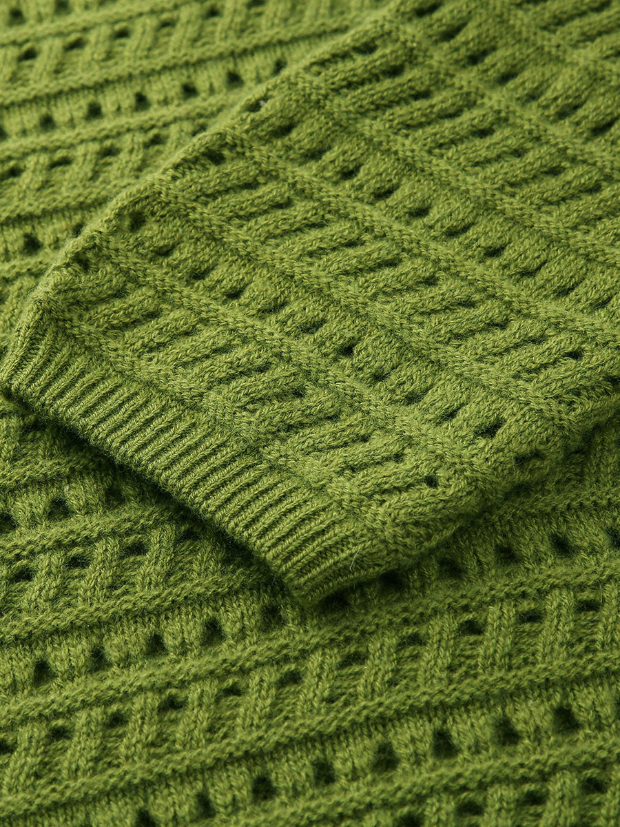 COMOBOCA 100% Wool Women's Soft Knit Lace Sweater