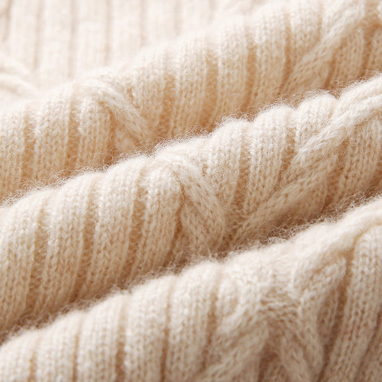 COMOBOCA 100% Cashmere Women's Cable Knit Hoodie