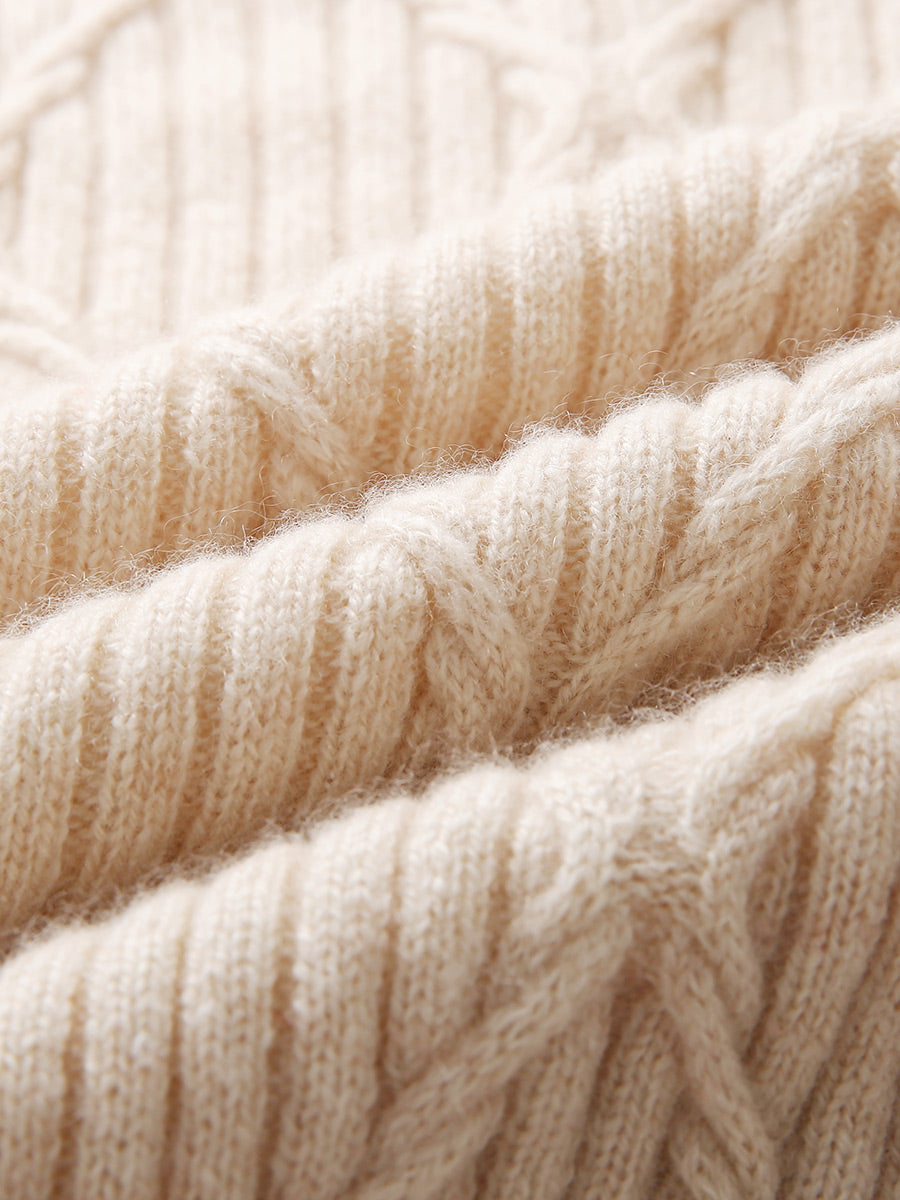 COMOBOCA 100% Cashmere Women's Cable Knit Hoodie