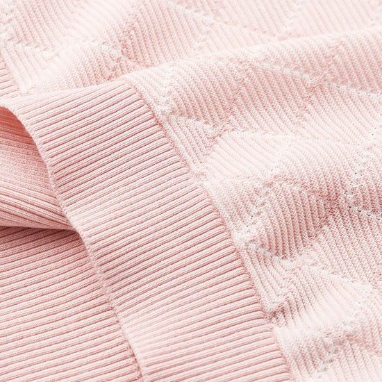 COMOBOCA Women's Diamond Knit Short Sleeve Sweater