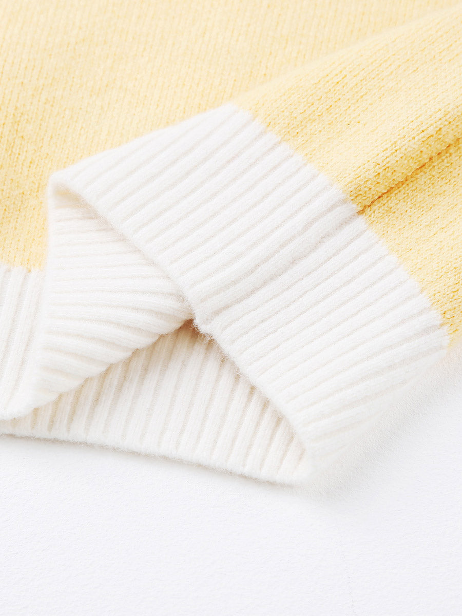 COMOBOCA 100% Wool Kids' Mock Neck Jacquard Sweater