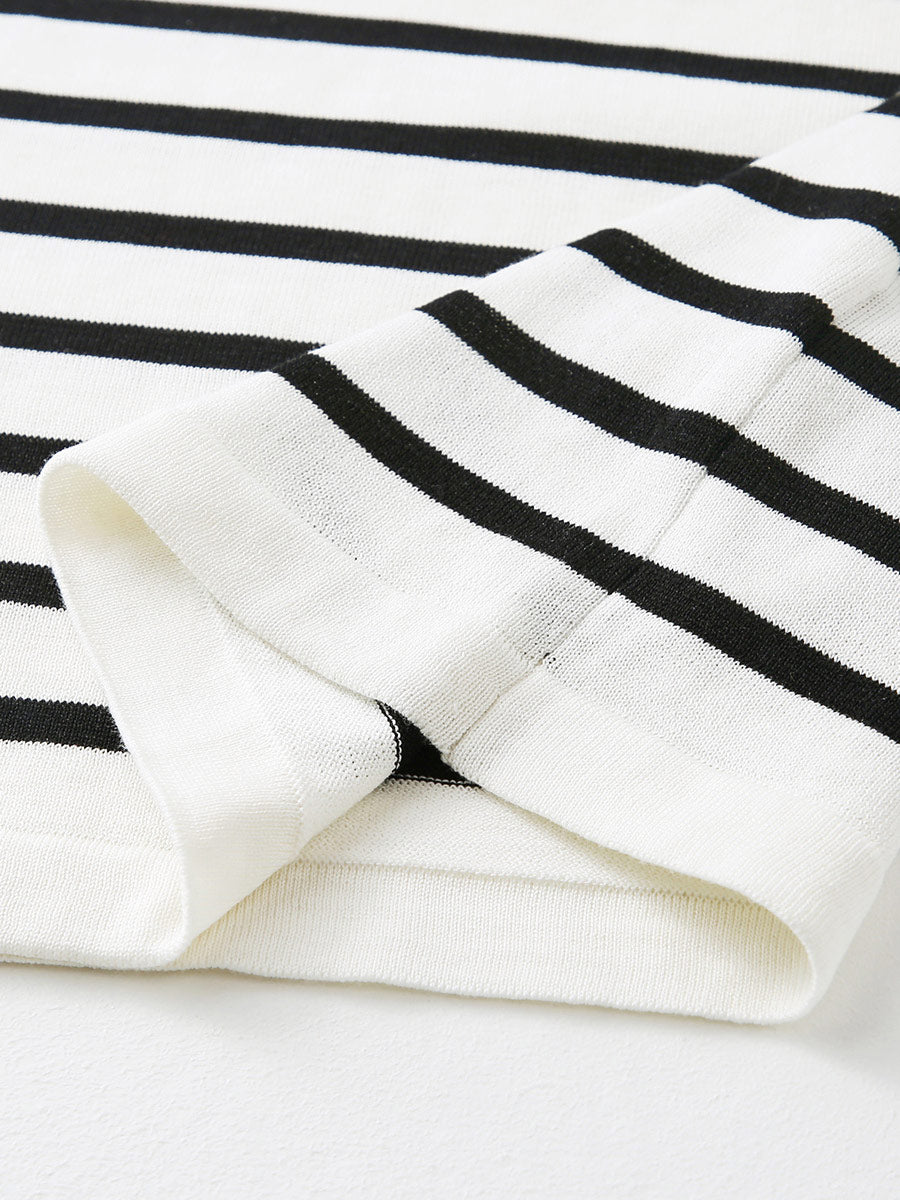 COMOBOCA Women's Striped Round Neck T-Shirt Sweater