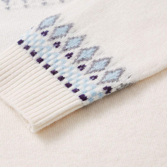 COMOBOCA 100% Wool Kids' Fair Isle Round Neck Sweater