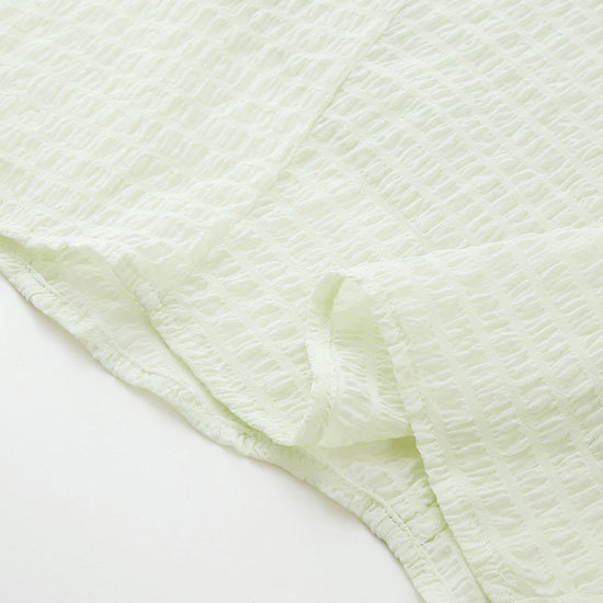 COMOBOCA Women's Crinkle Textured Blouse with Button Closure