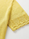COMOBOCA Women's Scalloped Lace Trim Knit T-Shirt