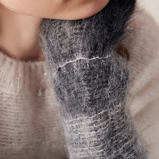 COMOBOCA Women's Mohair Crew Neck Gradient Knit Sweater