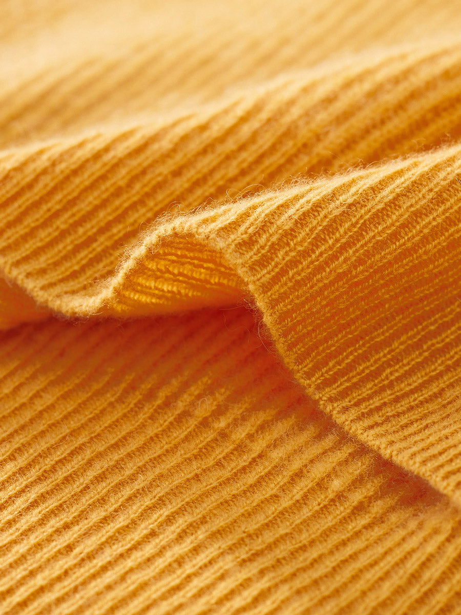 COMOBOCA 100% Cashmere Women's Lantern Sleeve V-Neck Knit Sweater