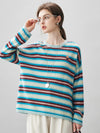 COMOBOCA 100% Cashmere Women's Striped Knit Sweater