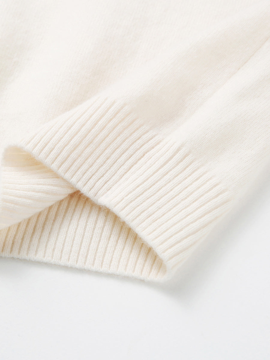 COMOBOCA 100% Wool Kids' Intarsia Round Neck Knit Sweater