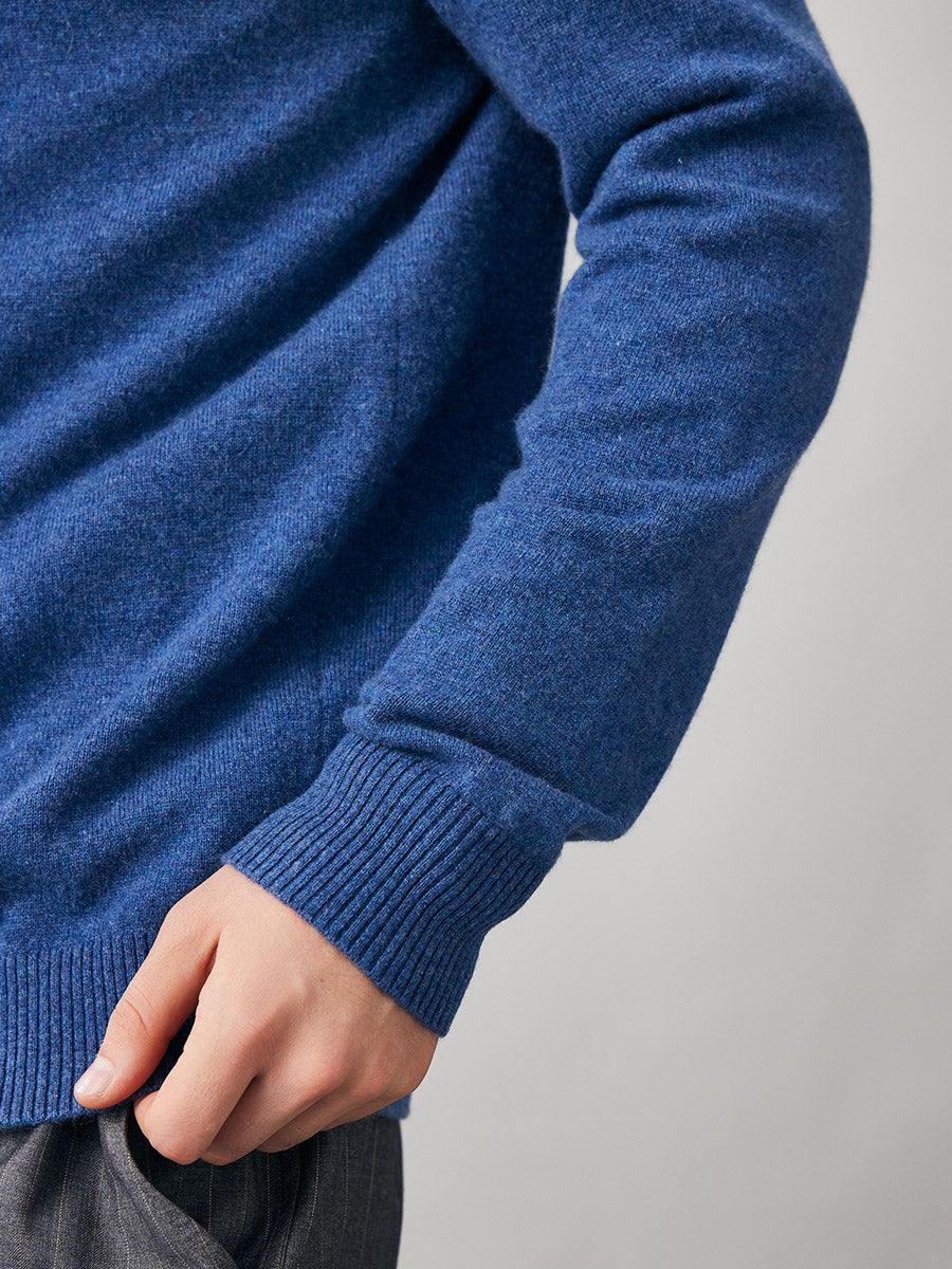 COMOBOCA 100% Cashmere Men's Full Zip Mock Neck Knit Cardigan