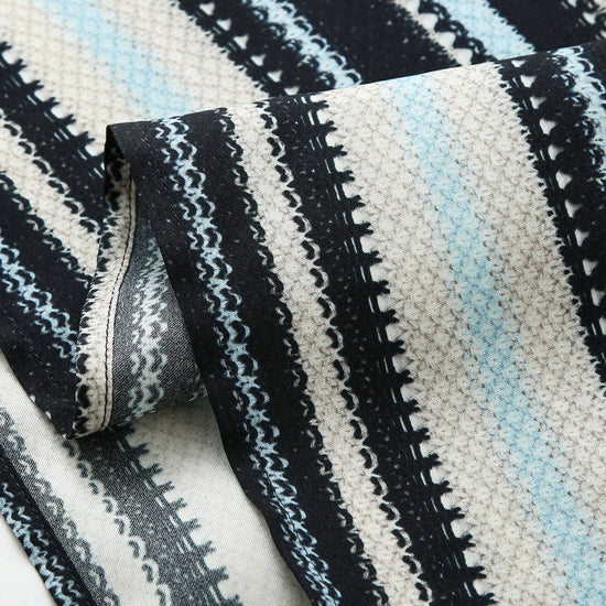 COMOBOCA Women's Striped Woven Ribbed T-Shirt