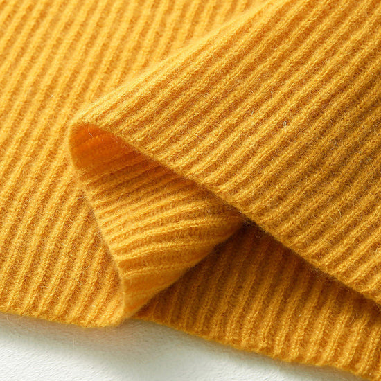 COMOBOCA 100% Cashmere Women's V-Neck Ribbed Knit Sweater