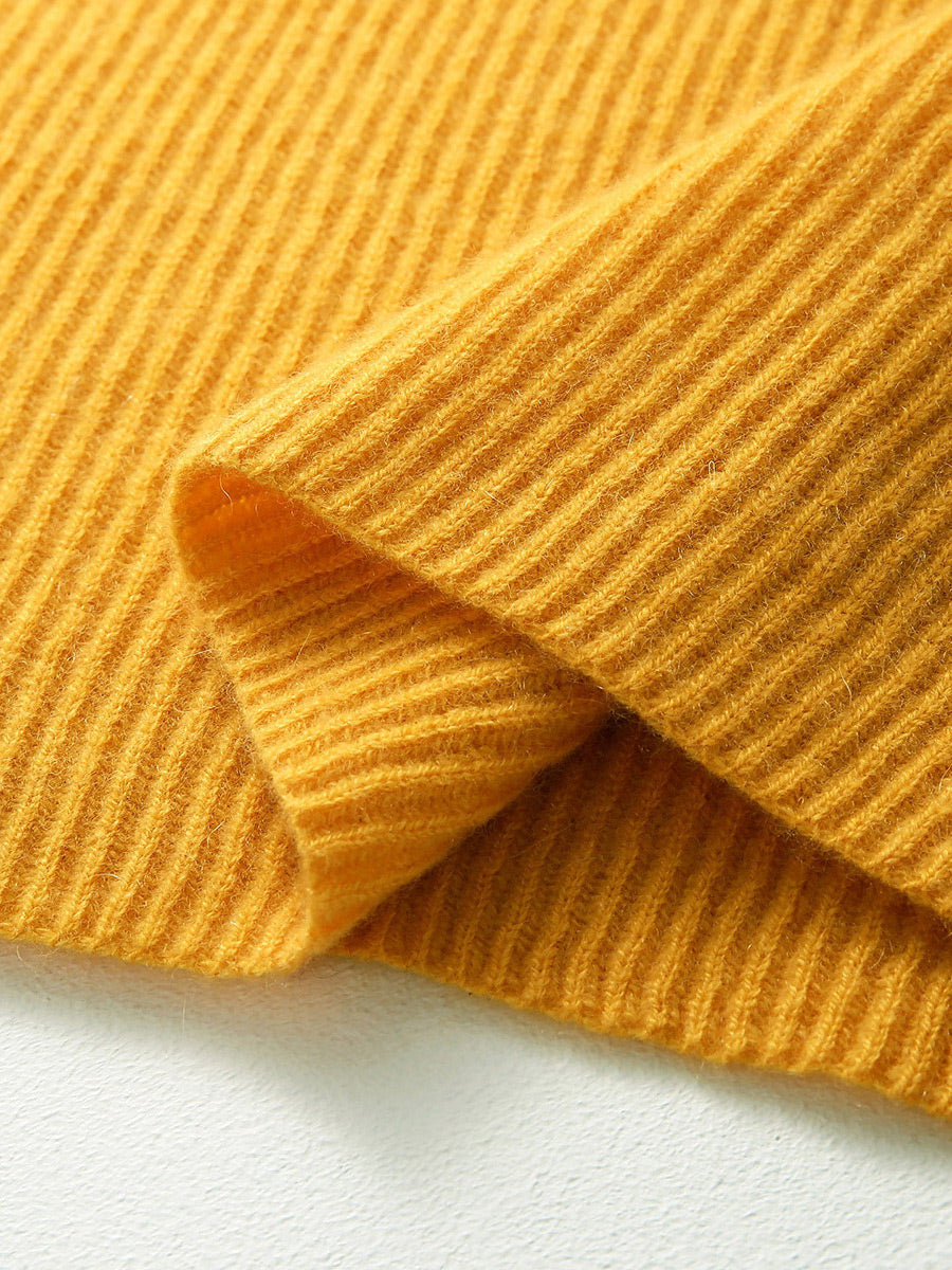 COMOBOCA 100% Cashmere Women's V-Neck Ribbed Knit Sweater