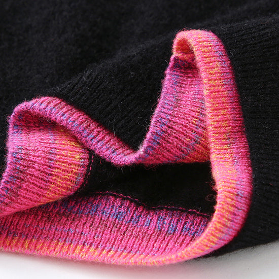 COMOBOCA 100% Cashmere Women's Color Accented Knit Pullover Sweater