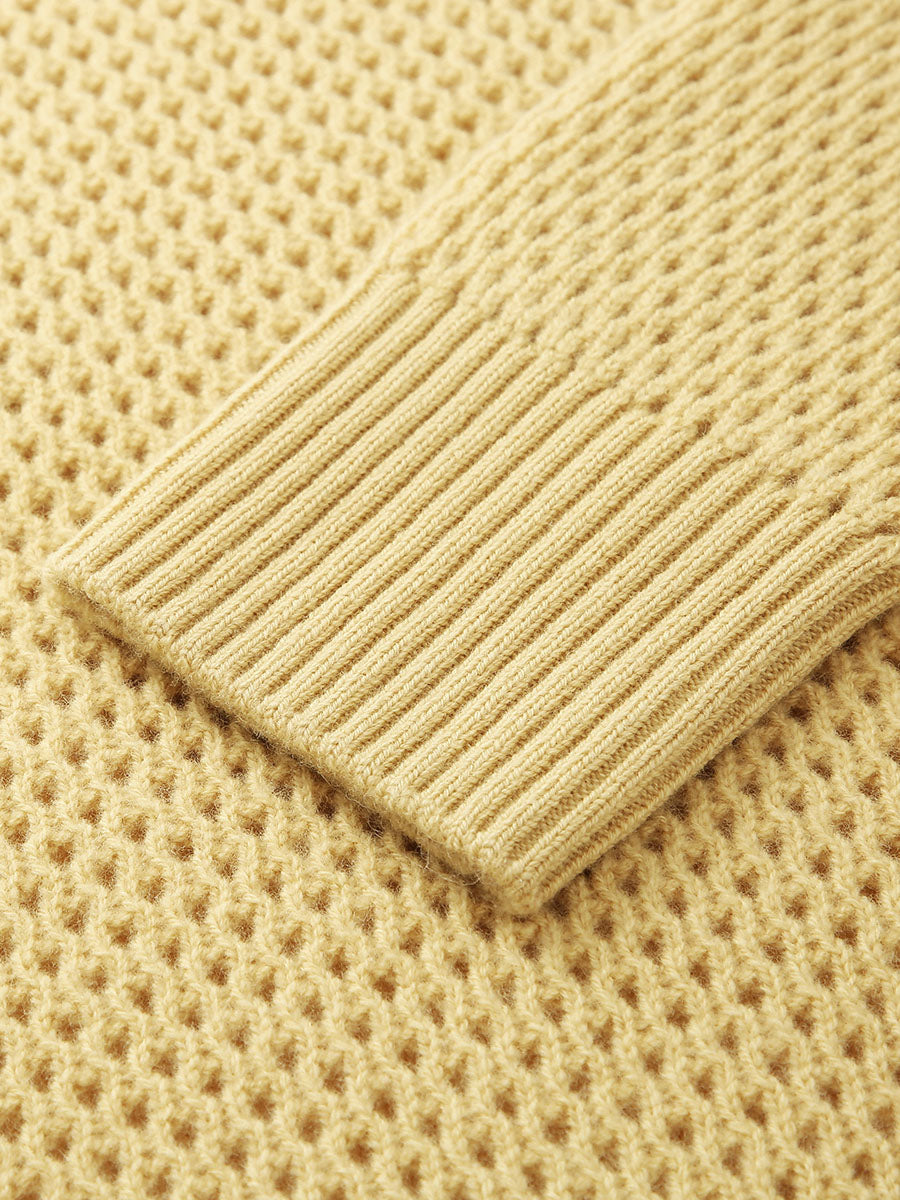 COMOBOCA 100% Wool Women's Embroidered Patch Knit Sweater